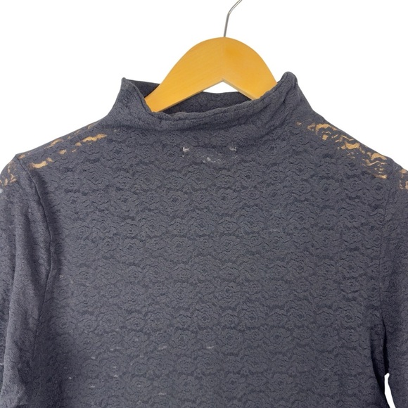 April Cornell Amelie Mock Turtleneck T-Shirt Floral Lace Black Sheer Size Medium - Picture 6 of 14
